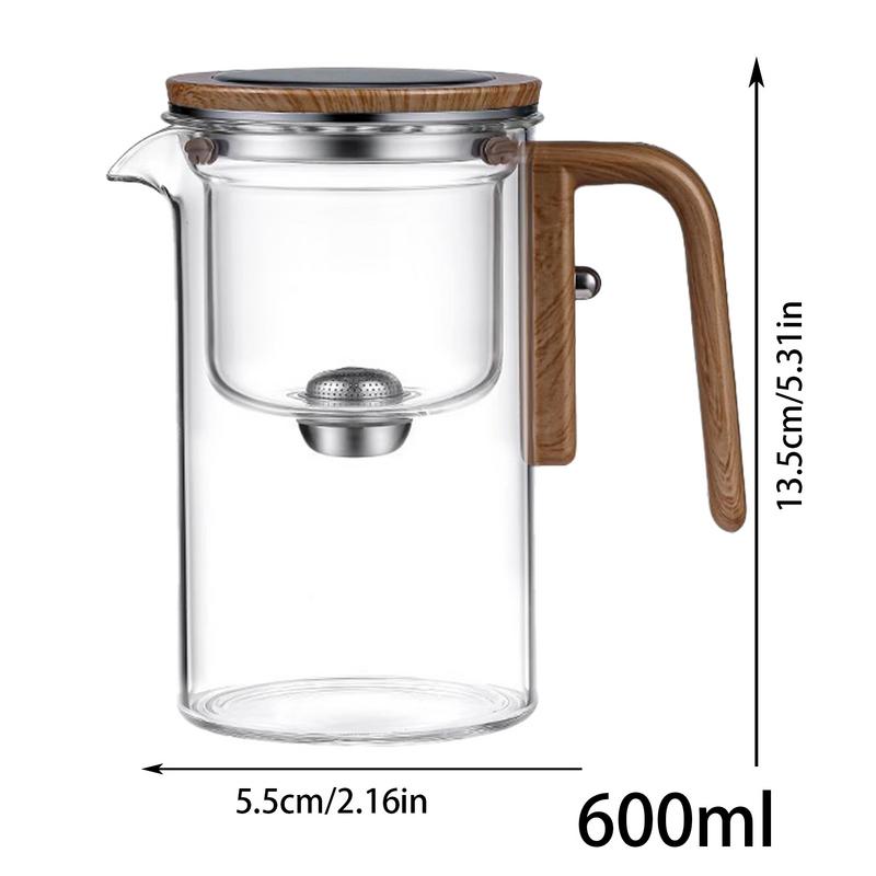 600/800ml Tea Separation Filtration Glass Tea Pot Wood Handle Tea Water Separation Inner Container Teapot