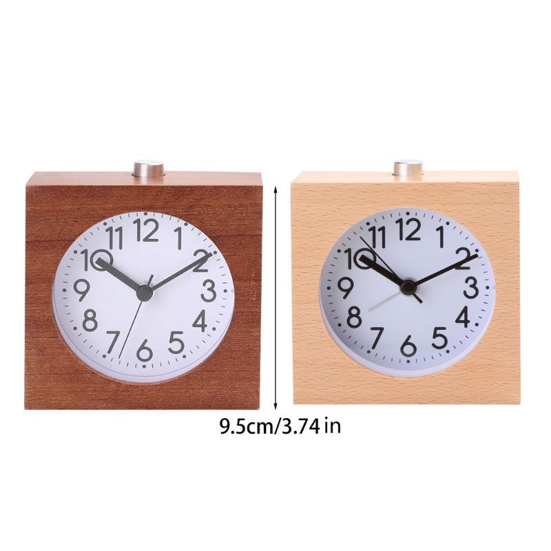 Simple Beech Wood Clock Night Light Timer Reminder Square Wooden Alarm Clock Home Decor for Classroom Office Library