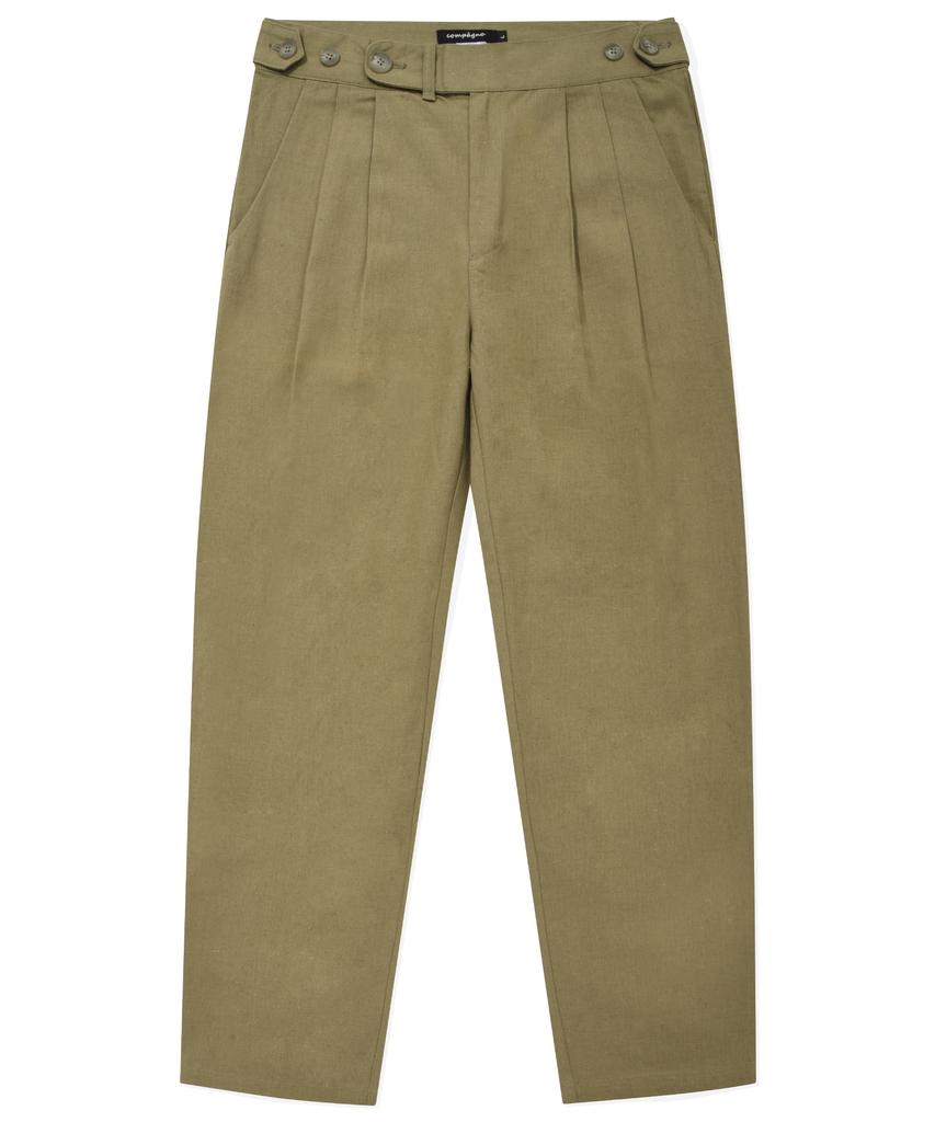 CPGN STUDIO Wide Linen Double-Pleat Pants Khaki