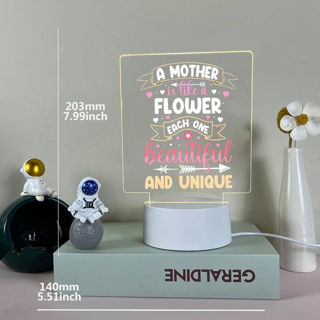 New Beautiful Acrylic LED Night Light - Perfect 3D Table Party Lamp for Mom's Special Birthday or Mother's Day, Lovely Bedside D