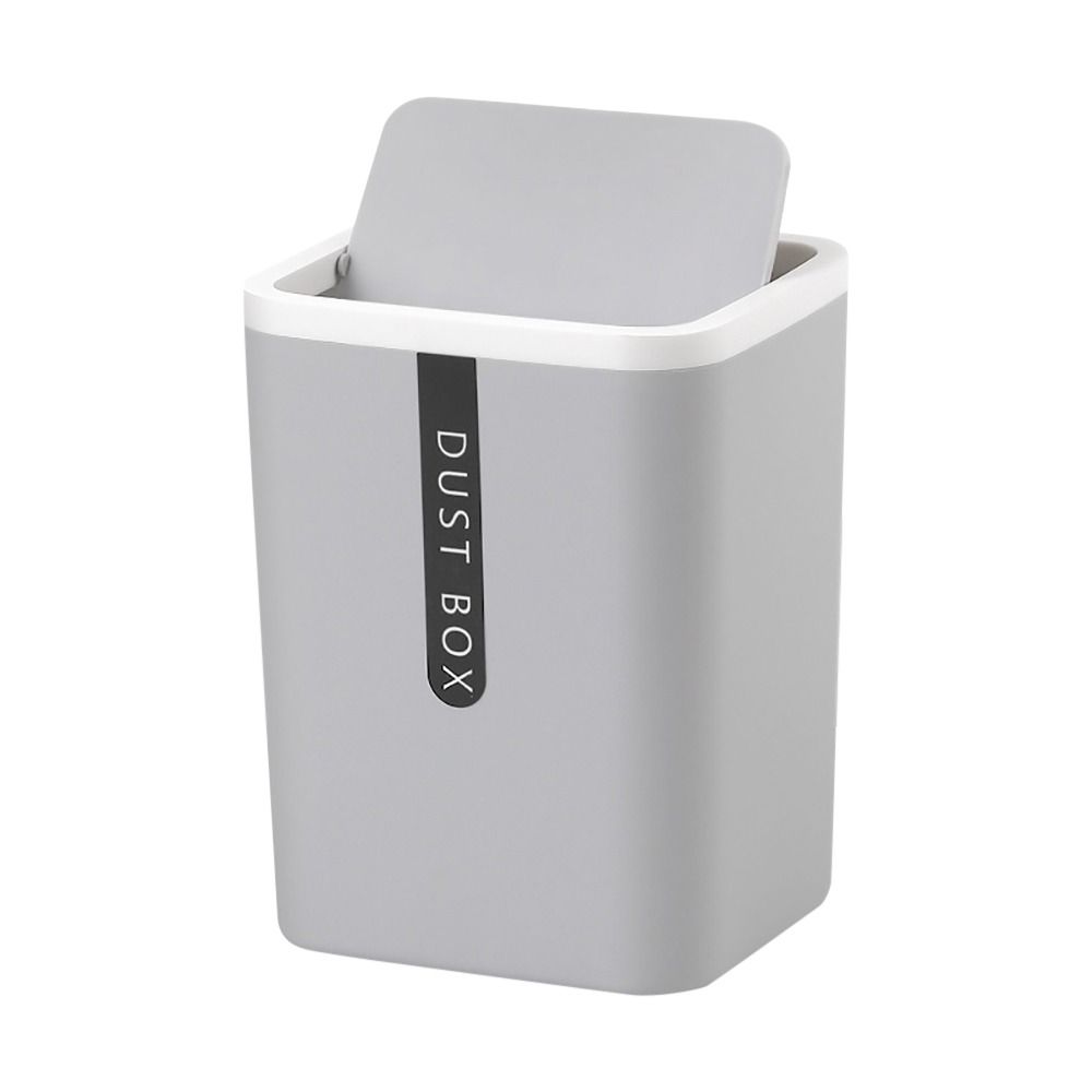 

For Home Office Desktop Dustbin with Swing Lid Garbage Basket Sundries Barrel Trash Can Waste Bin серый