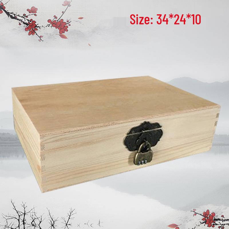 Vintage Solid Wood Rectangular Storage Box with Lid