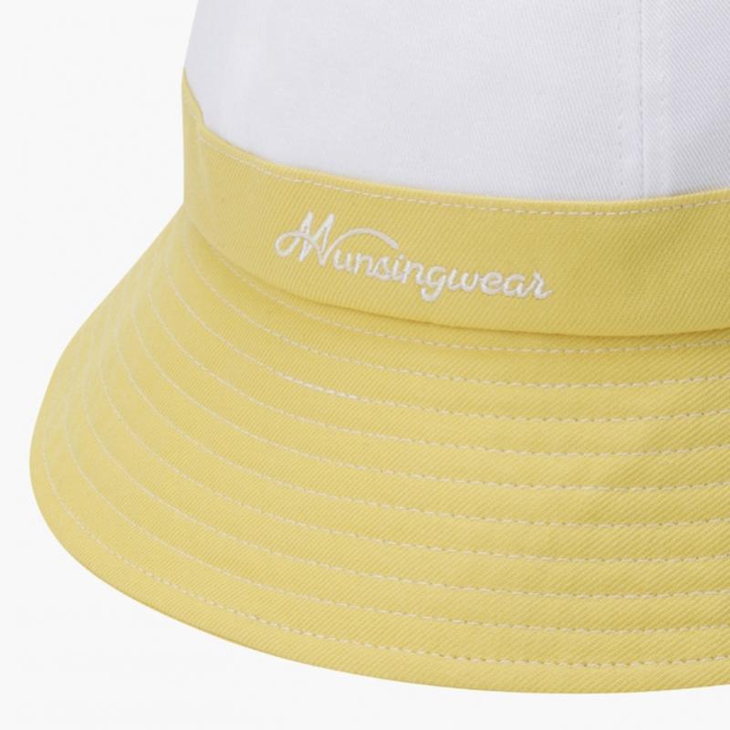 MunSingwear Women S Unbalanced Color Block Wide Bucket Hat White Mq122lcp22