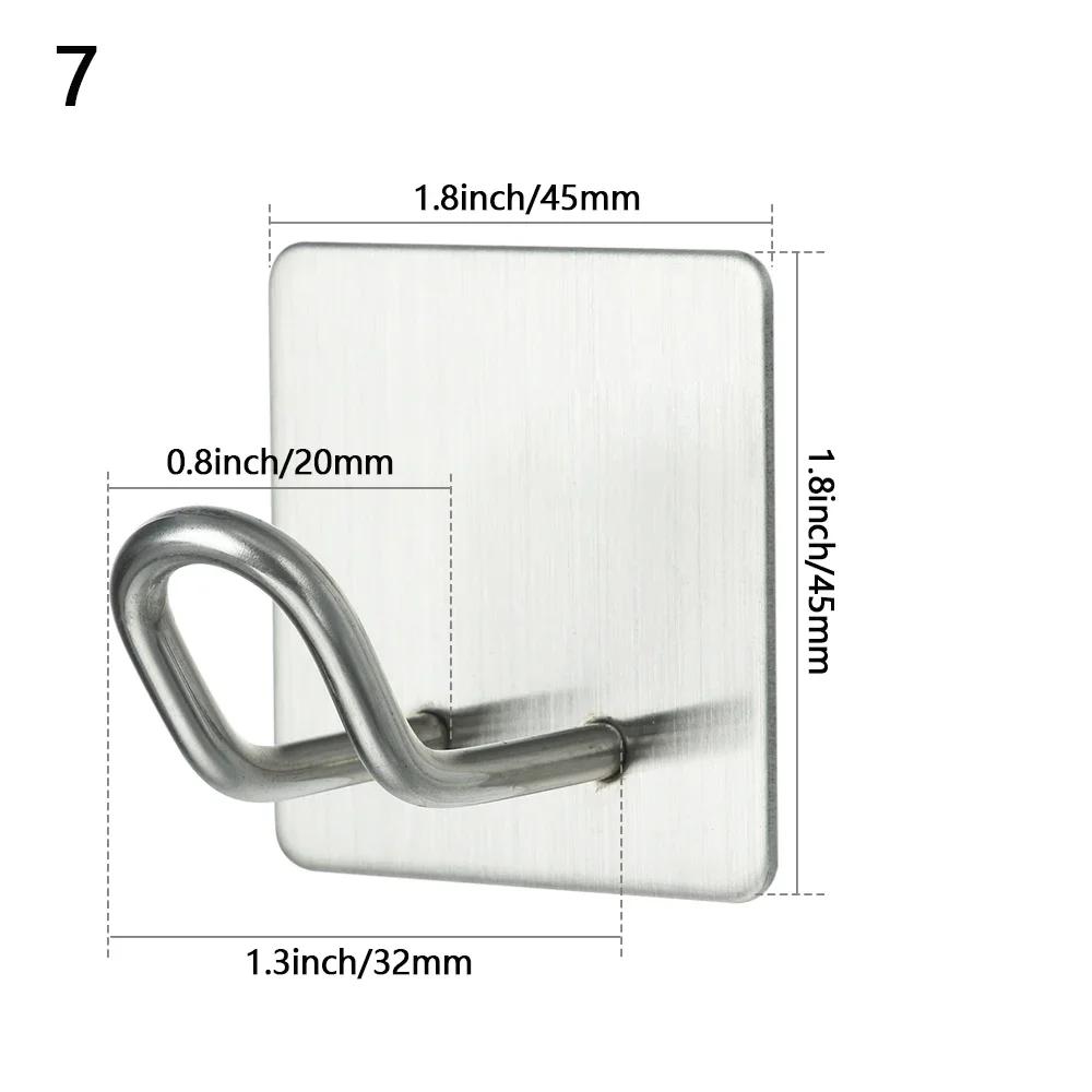 Robe Hook Wall Towel Hook Stainless Steel Coat Hook Rustproof Strong sticky Hook Hanger for Bathroom Kitchen Hardware