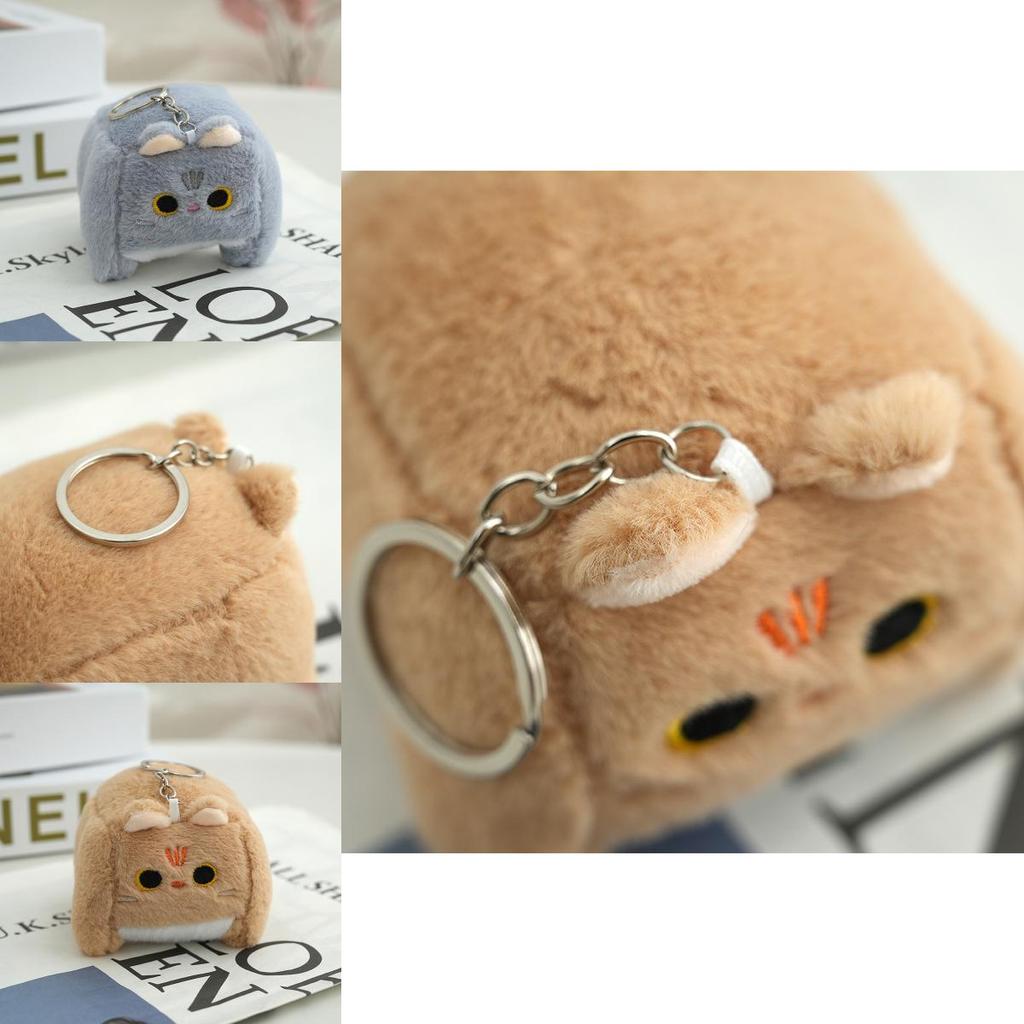 Cute Plush Cat Stuffed Animal Keychain Fluffy Cartoon Kitty Bag Decoration