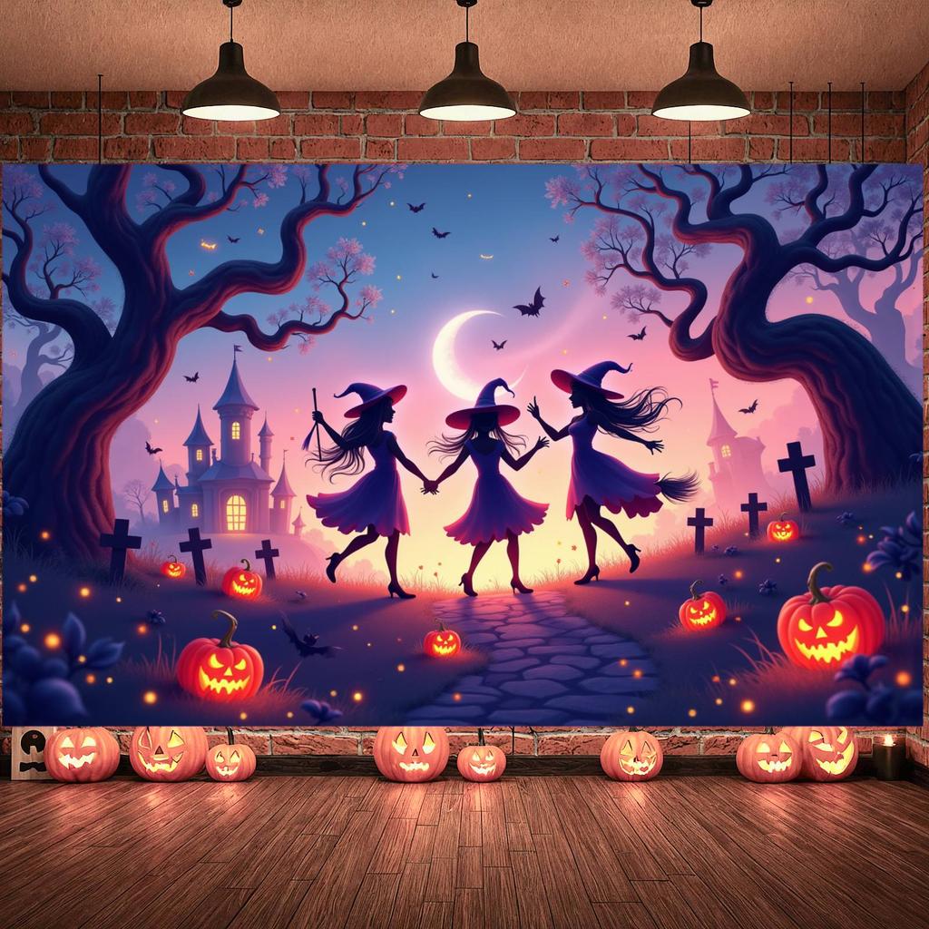 Event Banner Design Spooky Decoration Night Backdrop Halloween Banner For Themed Party Party Celebration Holiday