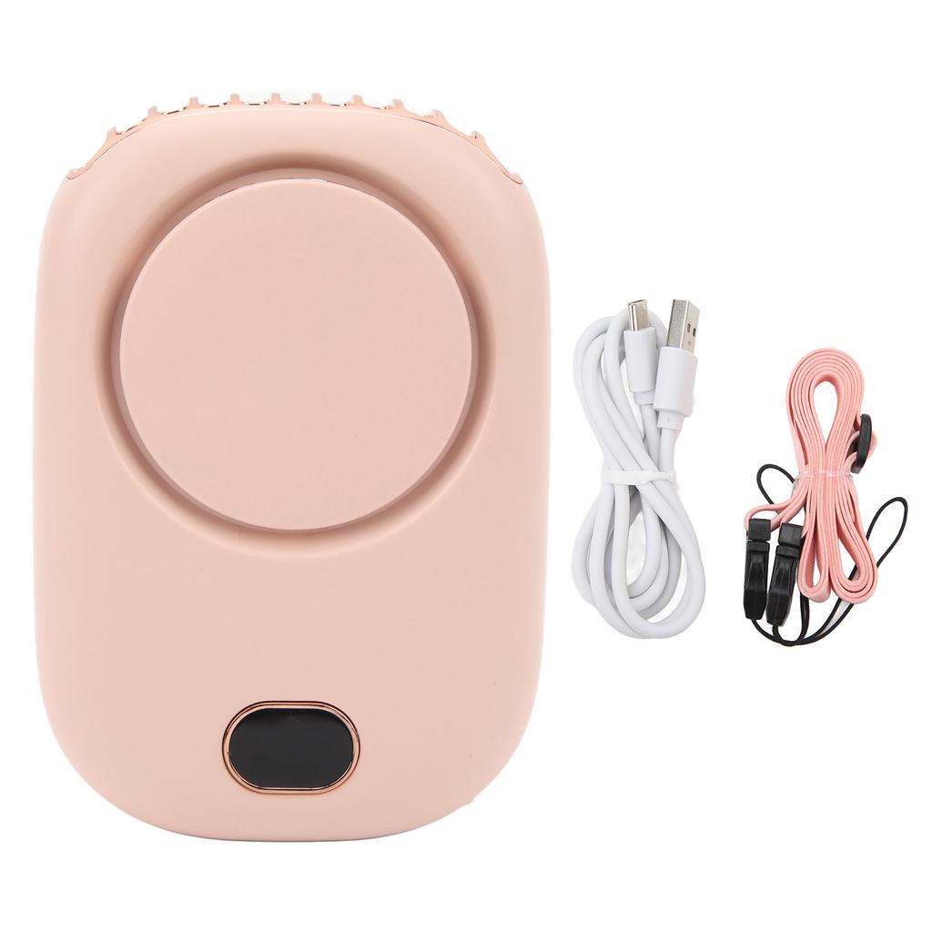 Hanging Neck Fan Portable USB Charging Leafless Fan Large Wind Power Display Hanging Neck Bladeless Small Fan Pink