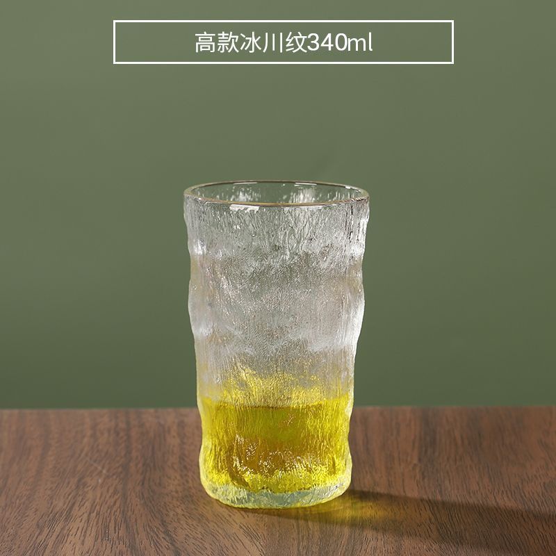 Glacier Glass Cup Ins Drinkware Coffee Beer Beverage Wine Cocktail Simple Transparent Glass Cup Home Kitchen Dining Bar Gift