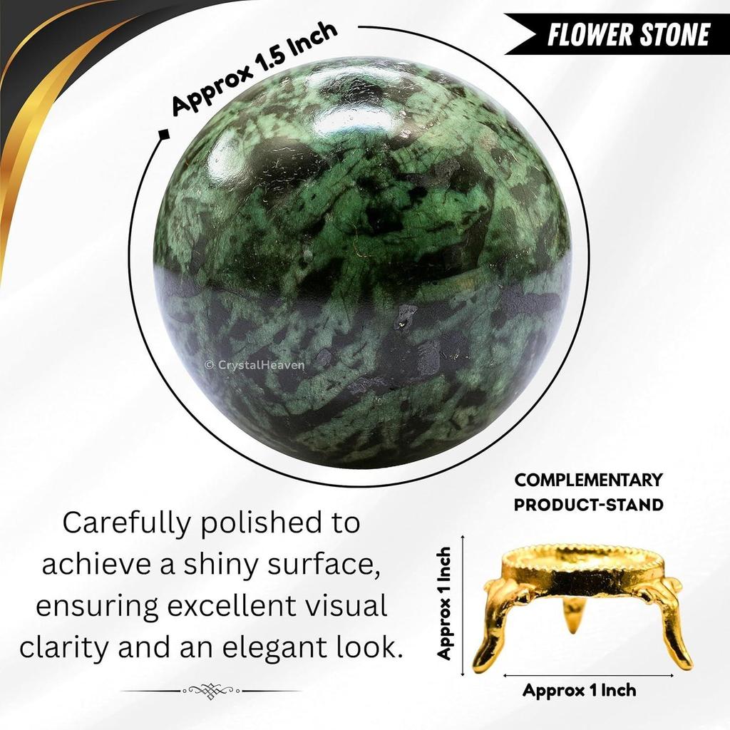 Certified Flower Stone Crystal Ball for Meditation - Premium Crystal Vastu Items for Home and Feng Shui Items for Good Luck