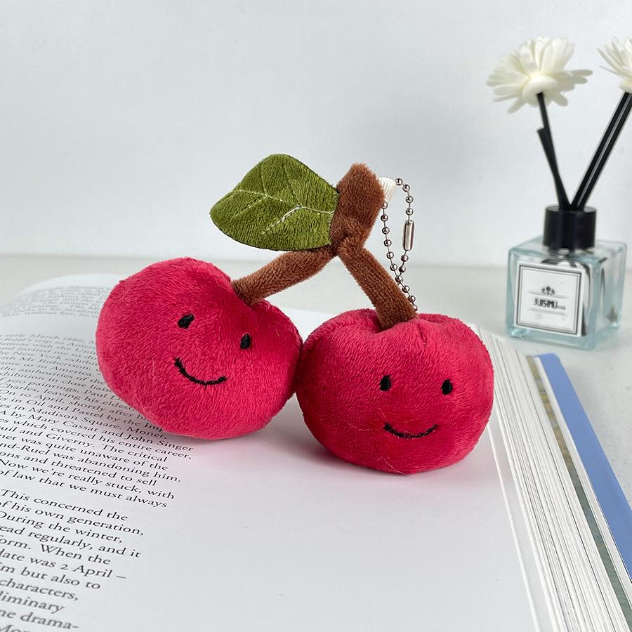 Red Cherry Doll Keychain: Cute Fruit Figurine Backpack Decoration
