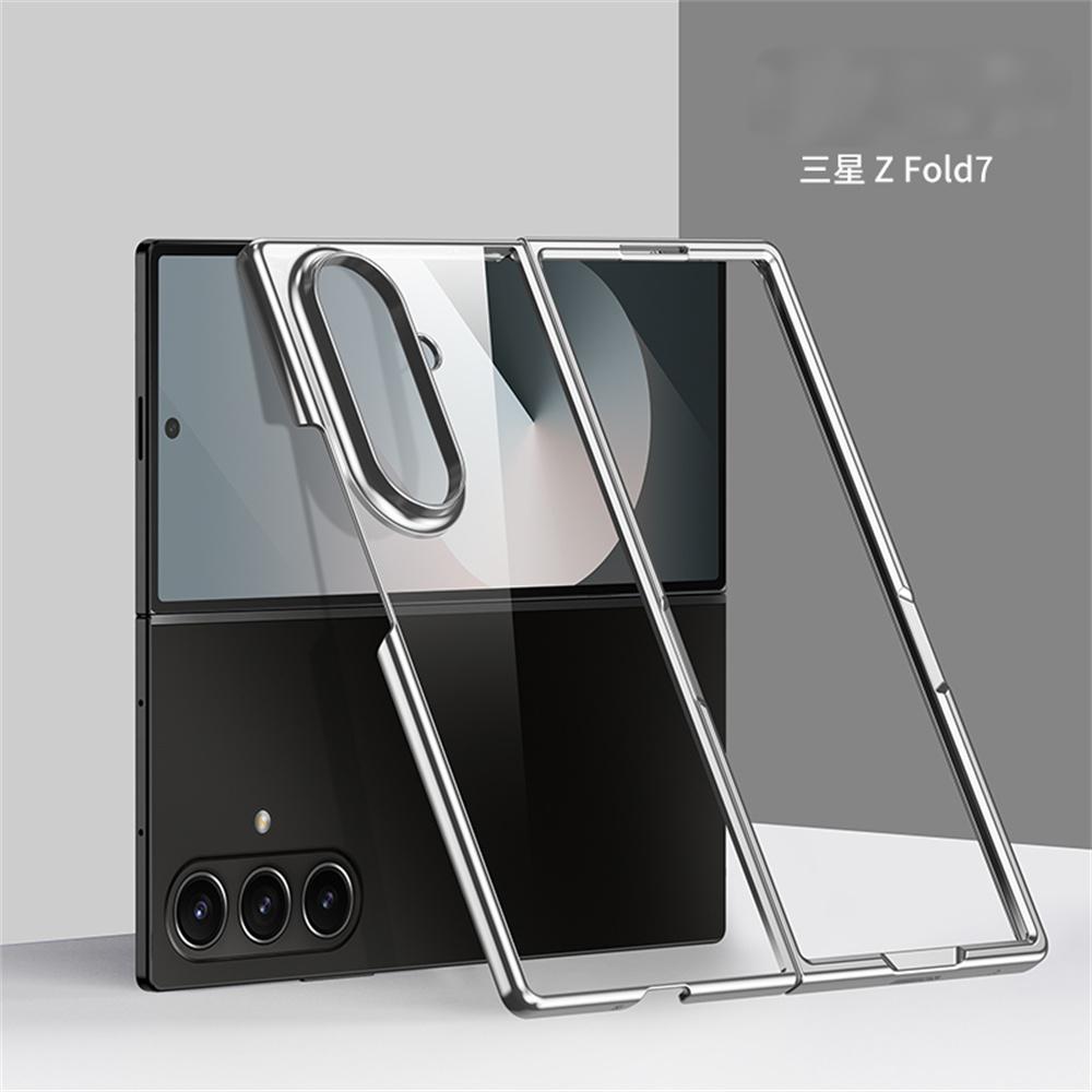 Luxury Electroplated Transparent Phone Case for Samsung Galaxy Z Fold 7 6 5 Shockproof Protective PC TPU Hard Back Cover Fold 7