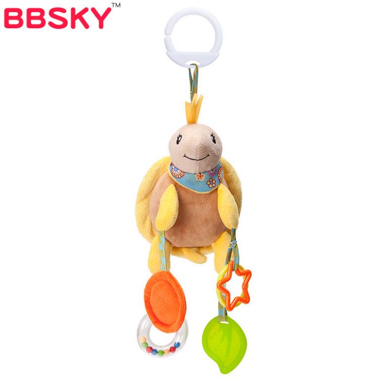 Baby Plush Animal Teether with Music, Jingling Sound, and Mirrored Crib Pendant