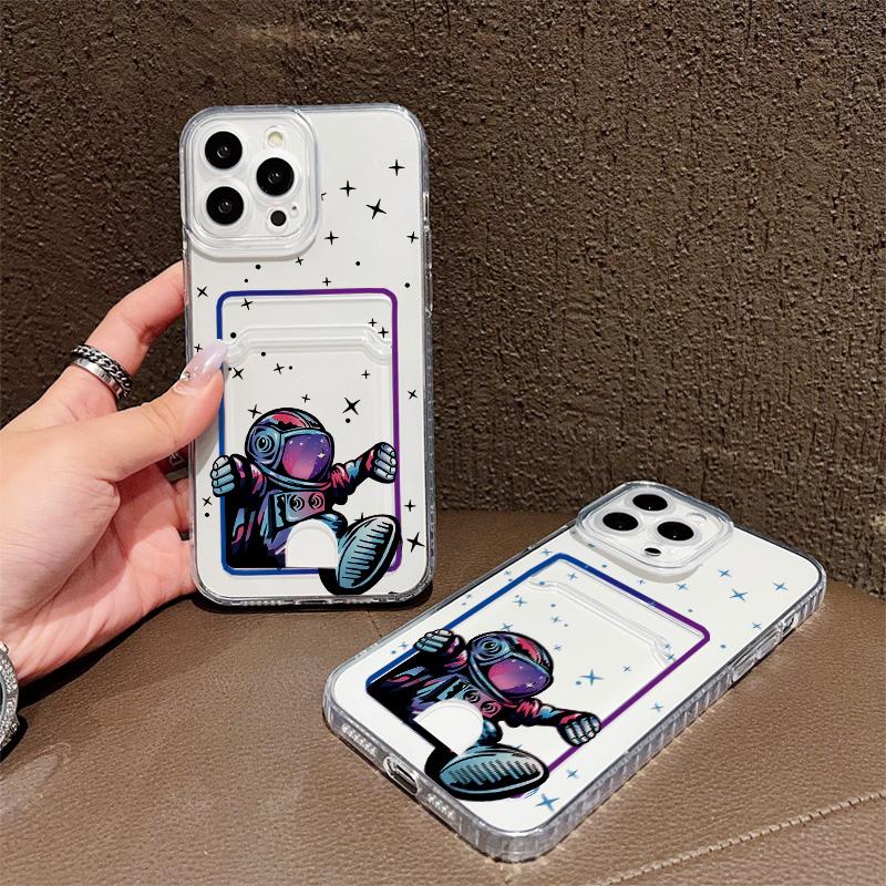Card Slot Holder Silicone Wallet Pocket Case For Xiaomi Redmi Note 13 12 14 Pro Oppo Reno 10 14F 13F 12F iPhone 17 Air 16 14 Cover Clear Phone Bumper