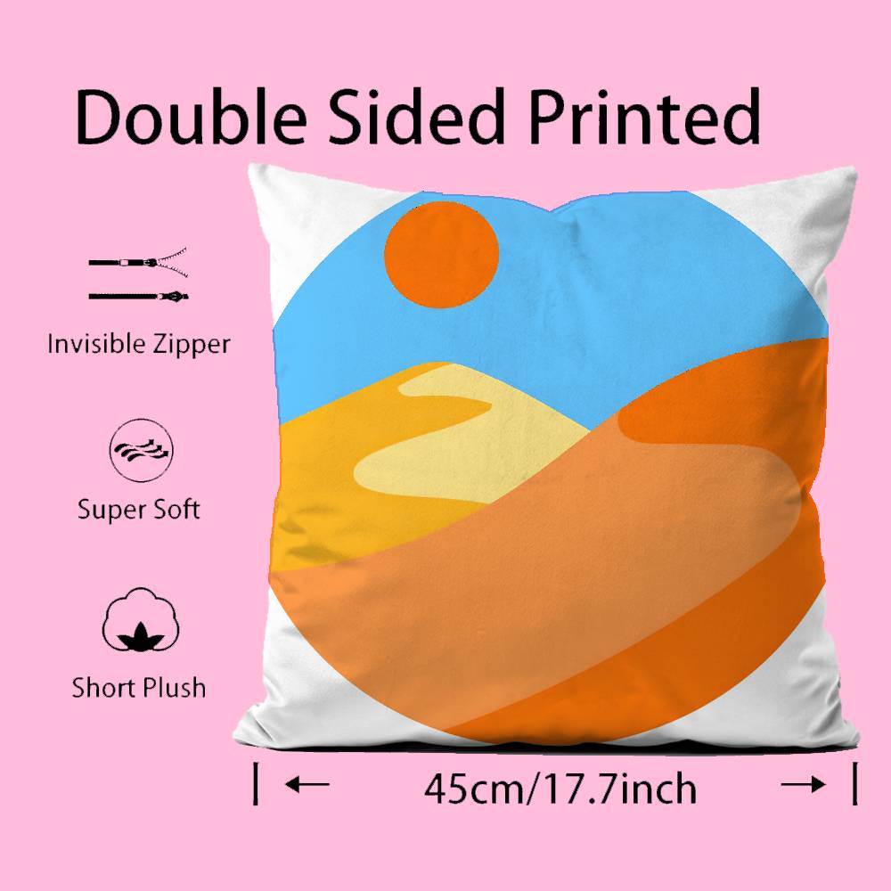 Classic Sunrise Cartoon Pillow Case Pattern Printing Pillowcase Living Room Sofa Cushion Cover Bedroom Room Decor