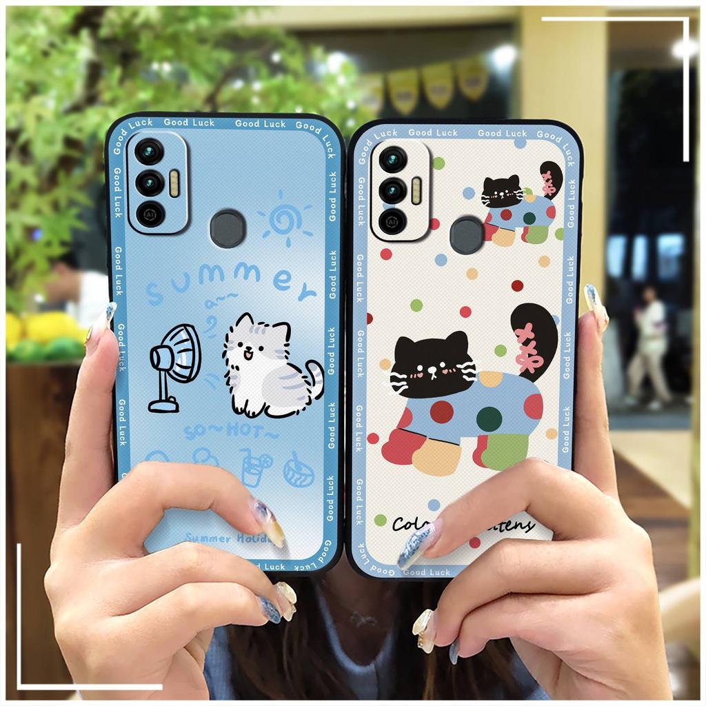 Cute Dirt-resistant Phone Case For Tecno Spark 7/Spark7T Fashion Design Cartoon Silicone Back Cover Full Wrap Graffiti
