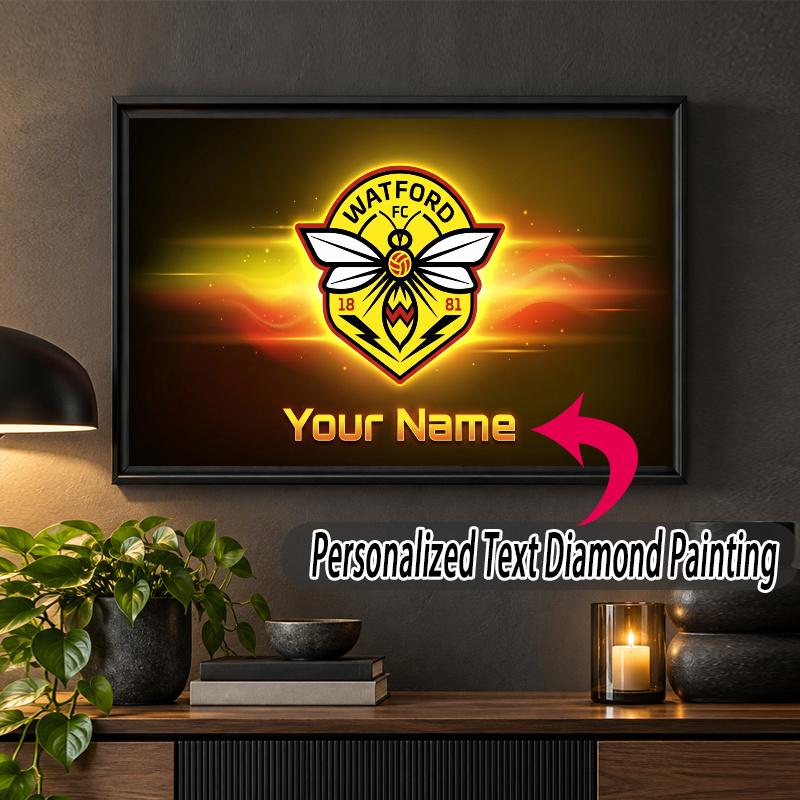 Watford FC Custom Name Text 5D Diamond Painting Kit DIY Full Drill Diamond Art Decoration