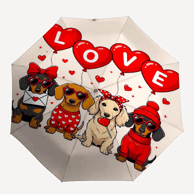 1pc Valentine's Day with cute dogs balloons. Umbrella with Plastic Handle,Suitable for All Seasons Home Travel Outdoor Umbrellaptys31067