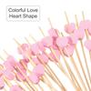 uxcell Cocktail Toothpicks, 120mm Bamboo Heart Shape Long Fruit Sticks for Decorating Cocktail Skewers, Drinks, Appetizers, and Fruit, Pink, 100 Piece
