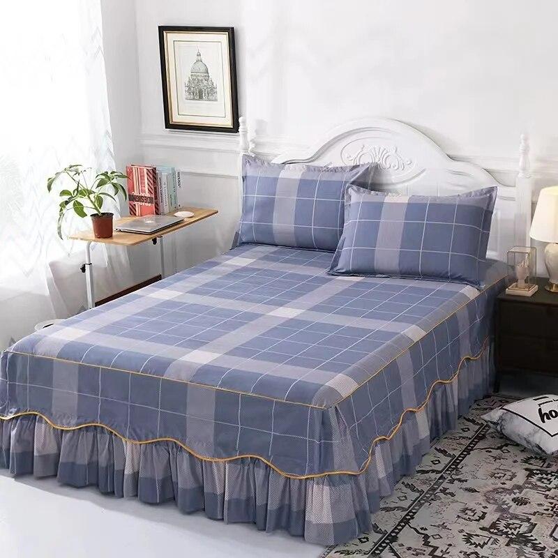 

Модное мягкое шлифованное покрывало, противоскользящая юбка для свадебной кровати, королевский размер, без скатывания, простыня, двухслойное покрывало 3pcs Design 180x200