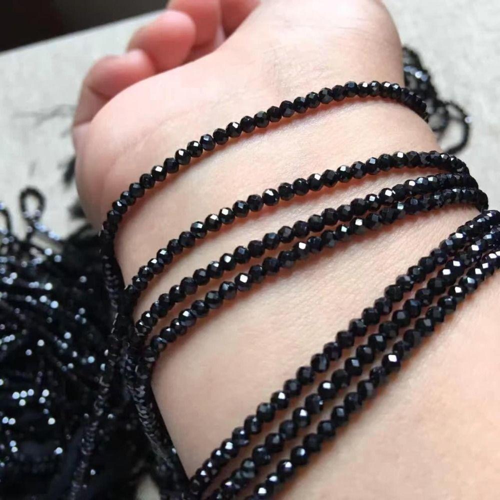 Handmade DIY Bracelets Materials 38cm Loose Spacer Beads Black Spinels Stone Beads Necklace