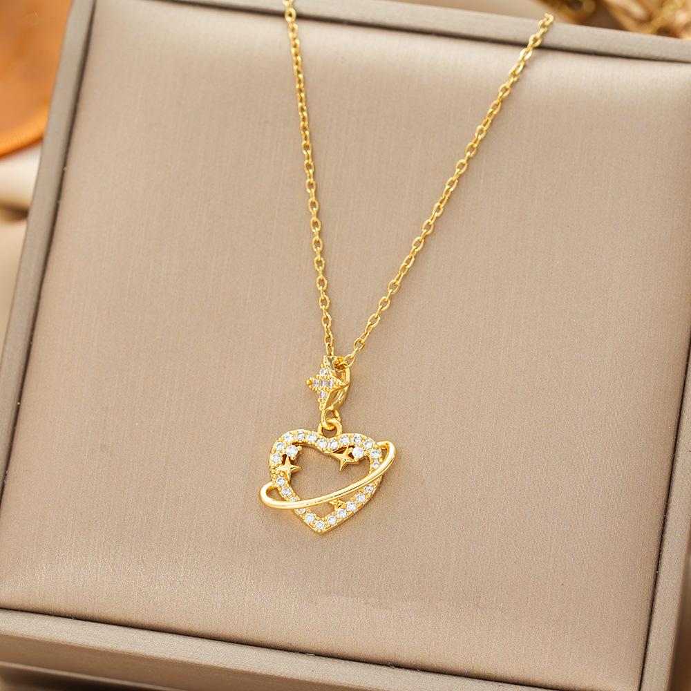 Titanium Steel Necklace For Women Elegant Simple Fashion Zircon Collarbone Chain Light Luxury Niche Jewelry
