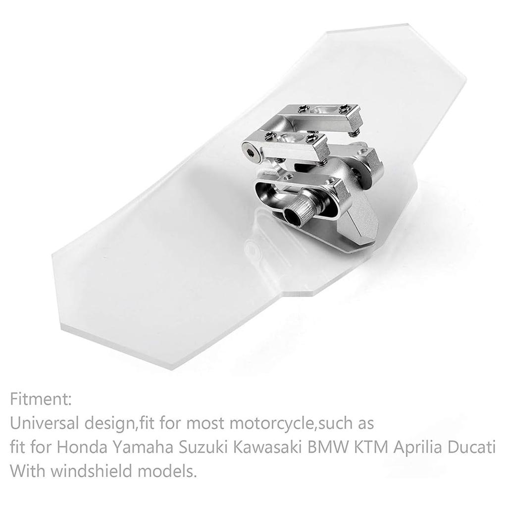ZCJSZP Motorcycle Windshield Extension, Universal Adjustable Clip, Spoiler Shield Screen, Clear (Transparent)