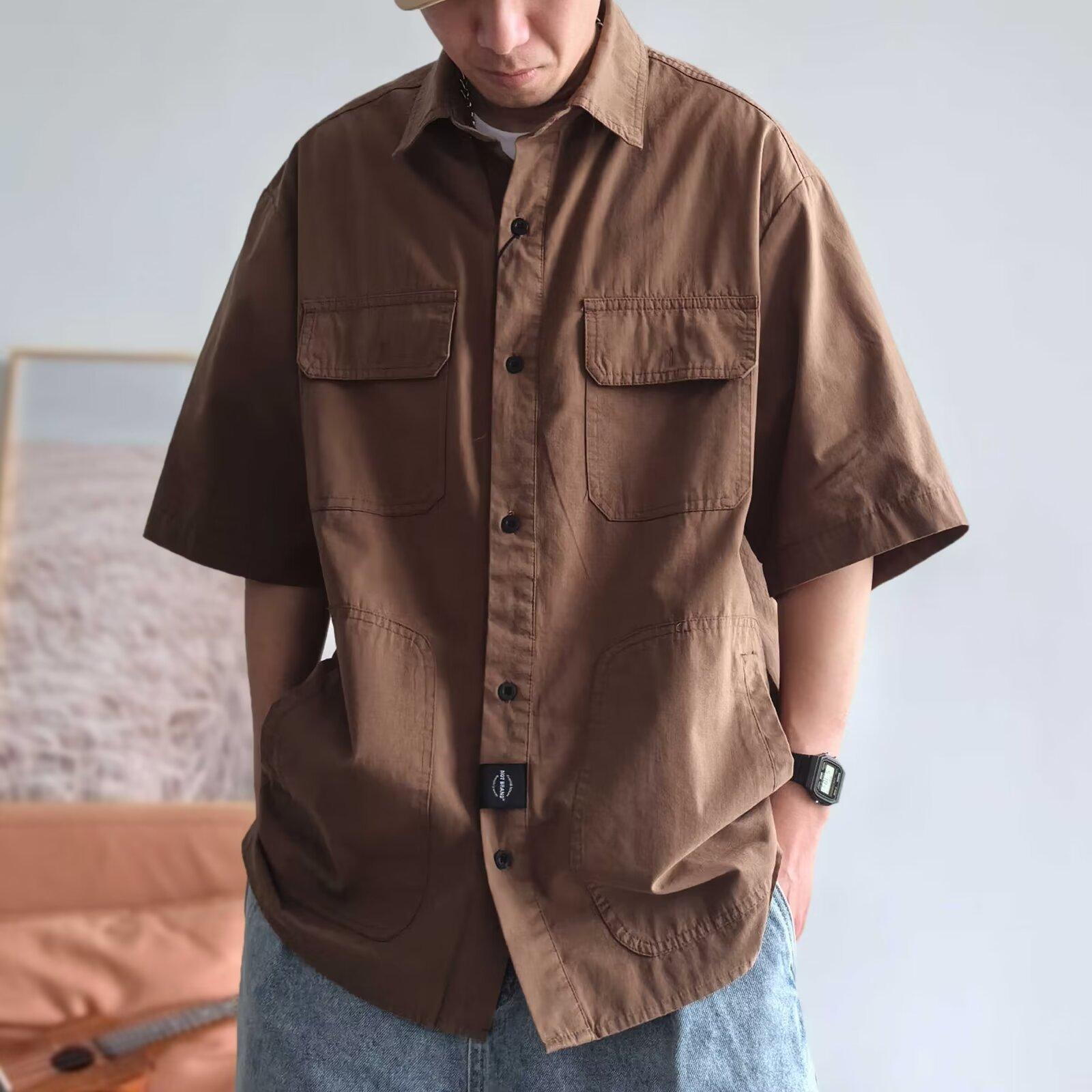 

Ретро рубашка мужская летняя одежда в стиле Гонконга, студенческая свободная и нишевая модель, забавный новый мужской топ для ношения на открытом воздухе 2XL