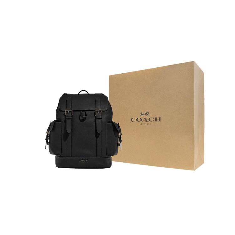 New COACH Hudson Natural Grain Leather Backpack Tubas Men's Black CB837-QBBK