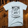 Muay Thai T-shirt Thai Boxing Sak Yant Fight Tattoo Thai Boxer Martial White Tee