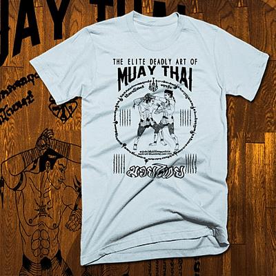 T-shirt Muay Thai Pugilato Thailandese Sak Yant combattimento Tatuaggio Pugile Thailandese Arti Marziali T-shirt Bianca