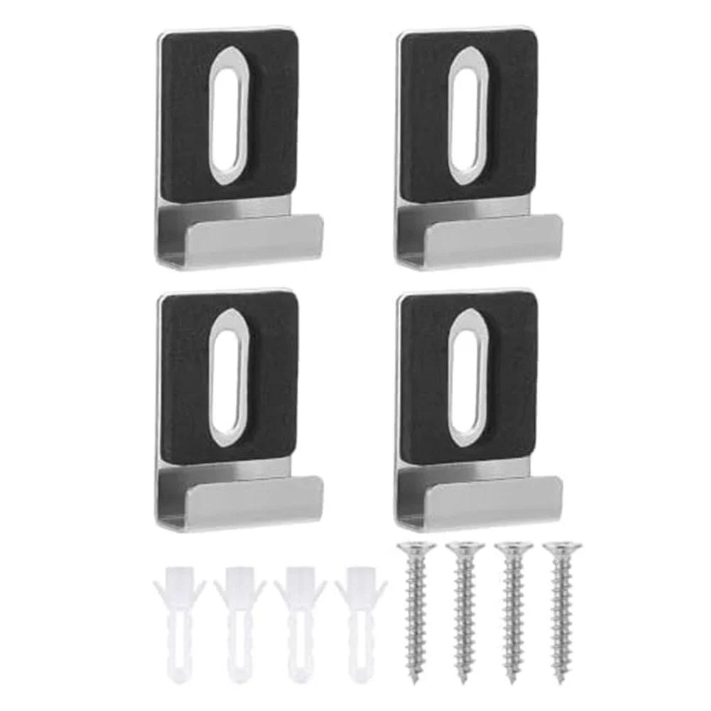 4pcs Wall Glass Mirror Clips Clamp Frameless Bathroom Mirror Glass Wall Mounting Fixing Kit Hardware With Screws Mirror Holder