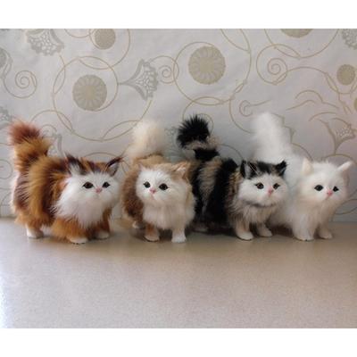 Fluffy Plush Cat Doll Cute Stuffed Cat Animal Toy Desk Ornament for Home Xmas Decor
