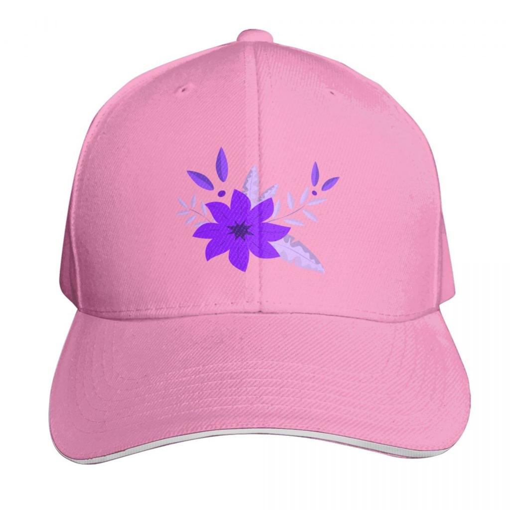 seamless fabric pattern graphic Purple flower and leafs Baseball Cap Beach Vintage Golf Hat Womens Beach Outlet Unisexs