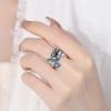 Retro Court Blue Enamel Lotus Ring Women 'S National Tide National Wind Drops Craftsmanship Individual Jewelry