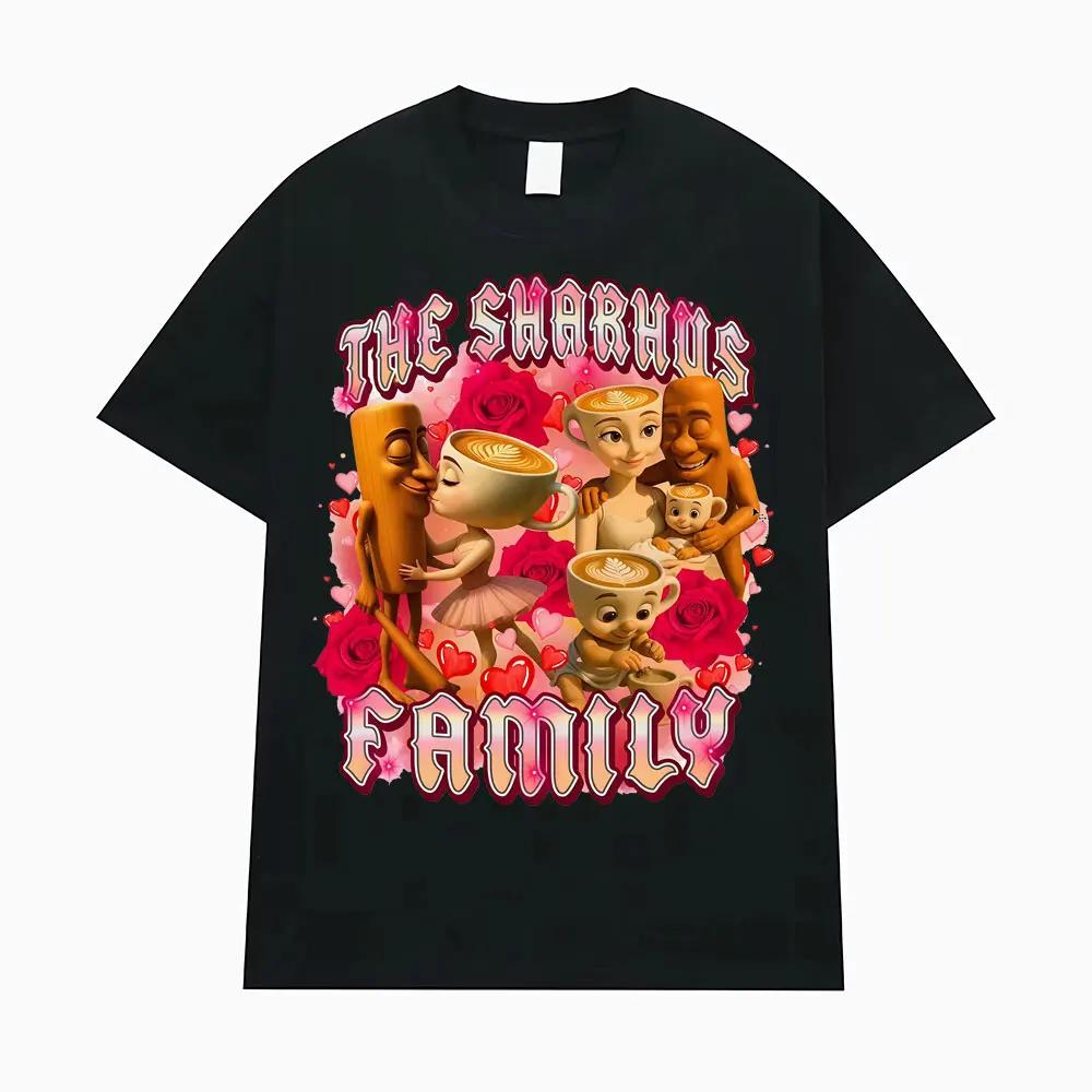 Tung Tung Tung Sahur Family T-shirt Funny Italian Brainrot Cappuccina Ballerina Meme T Shirt Unisex Fashion Humor Oversized Tops S