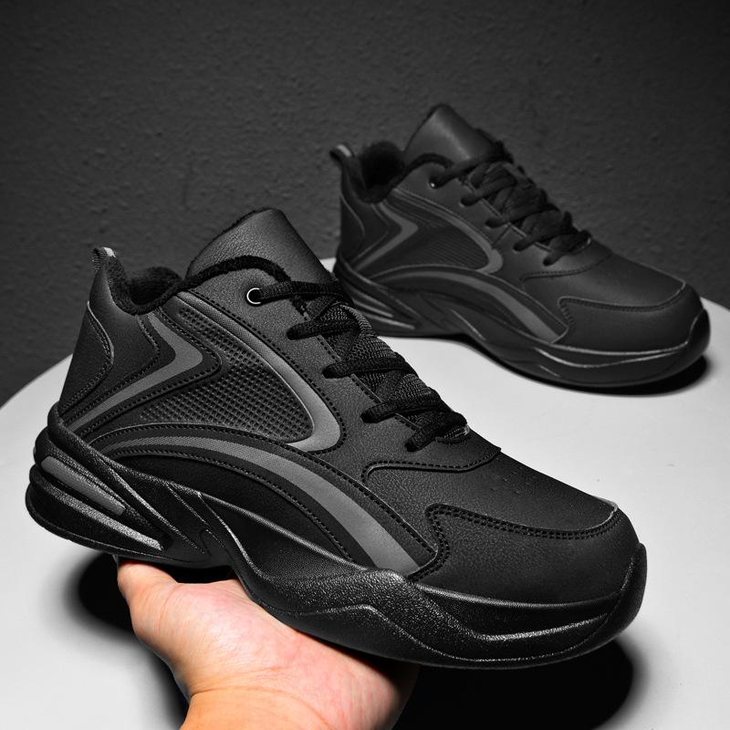 New autumn and winter sports shoes men's summer waterproof leather surface running casual student travel shoes men's shoes velvet large size