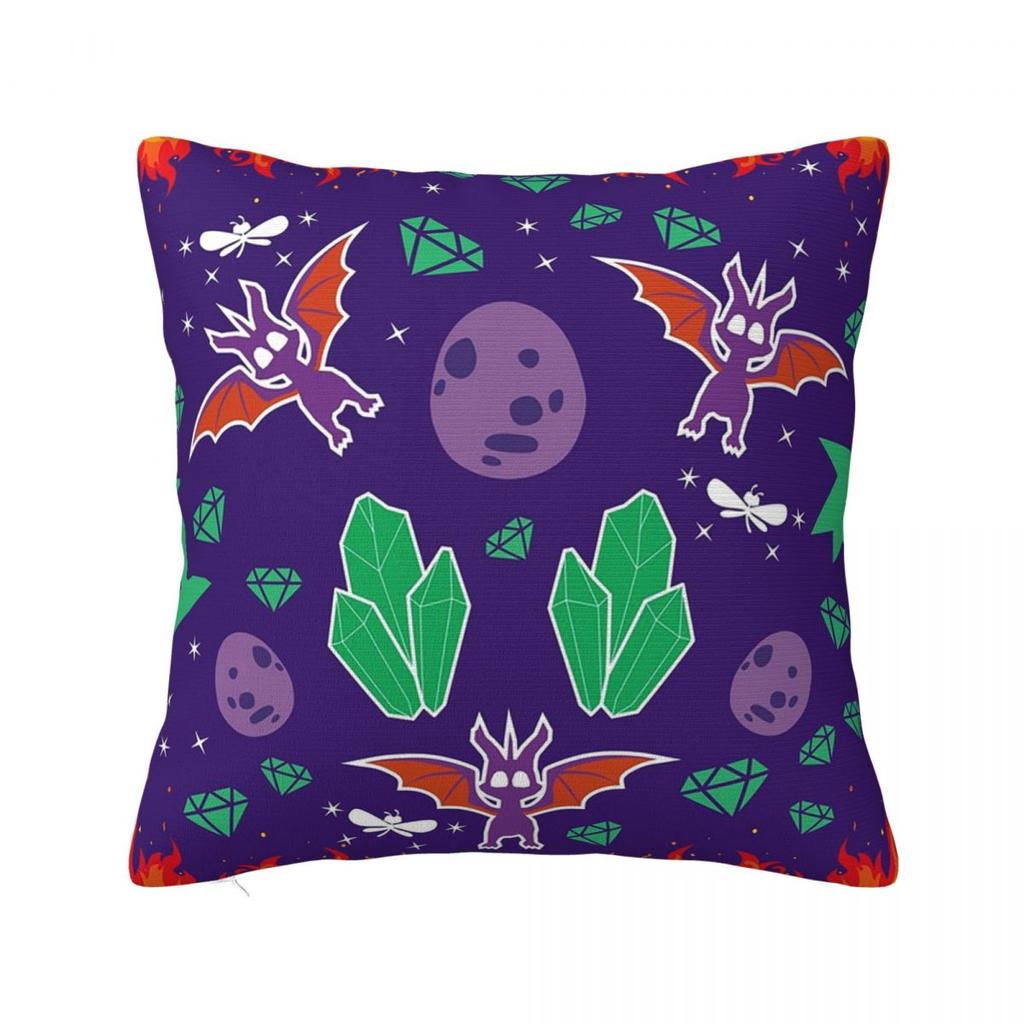 Flame Spyro Pattern Square Pillowcase Pillow Cover Polyester Cushion Zip Decorative Comfort Throw Pillow for Home Living Room