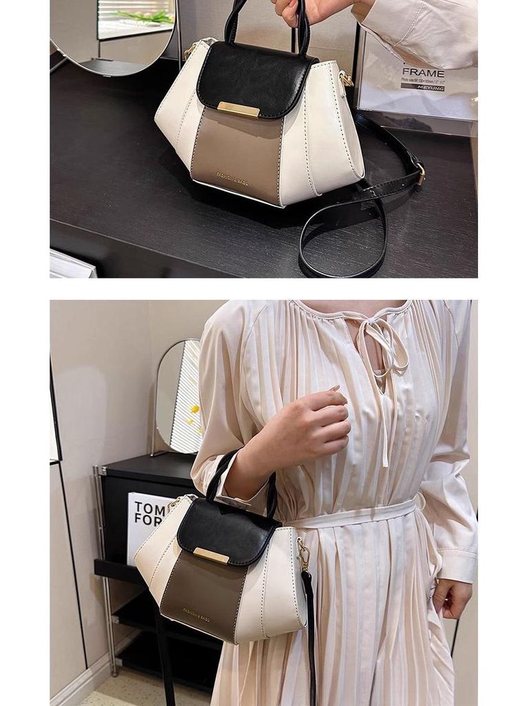 Color Block Handheld Bag for Women - Spring/Summer 2025: Versatile High-End Small Square Shoulder Bag with Niche Design.