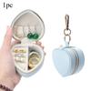 Heart Shaped Mini Jewelry Case Portable Travel Jewelry Box with Zipper for Rings Earrings Necklaces and Small Accessories