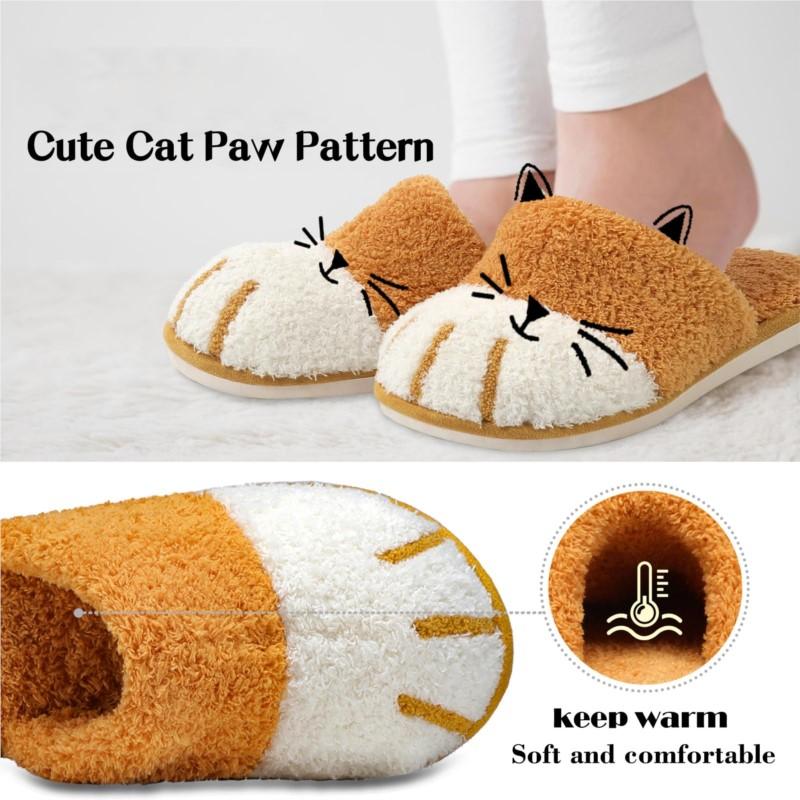 Fashion Litfun Winter Fuzzy Slippers Women Cute Animal Slippers House Warm Fur Slippers Couples Bedroom Non-Slip Indoor Fluffy Slippers