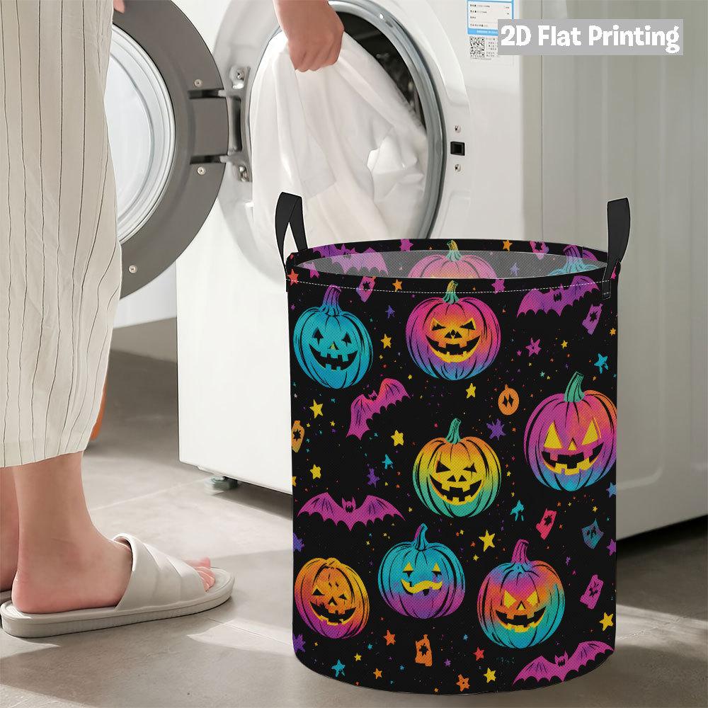 Collapsible Laundry Basket Large Round Waterproof Fabric Hamper Dirty Clothes Storage Bin Toy Organizer with Handles