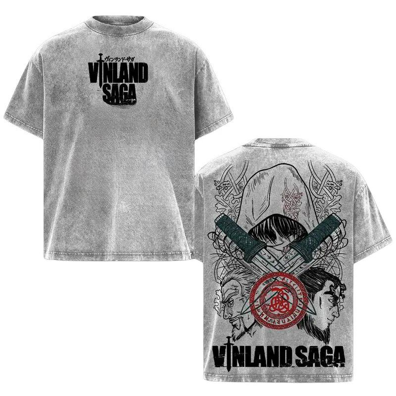 

Anime VINLAND SAGA Thorfinn Graphic T Shirt Men Short Sleeve Clothing Oversized Tshirt Washed Cotton Tee Harajuku Male T-shirt XXL