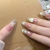 Star Dream Milk Coffee: Icy Cat Eye French Bow 2026 Wearable Nails Enhance Complexion & Style