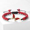 Colorful Enamel Butterfly Bracelet: Handmade Woven Adjustable Friendship Gift with Prayer Beads