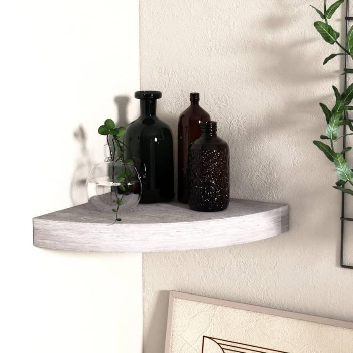 VidaXL Étagère d'angle murale Gris béton 35x35x3,8 cm MDF