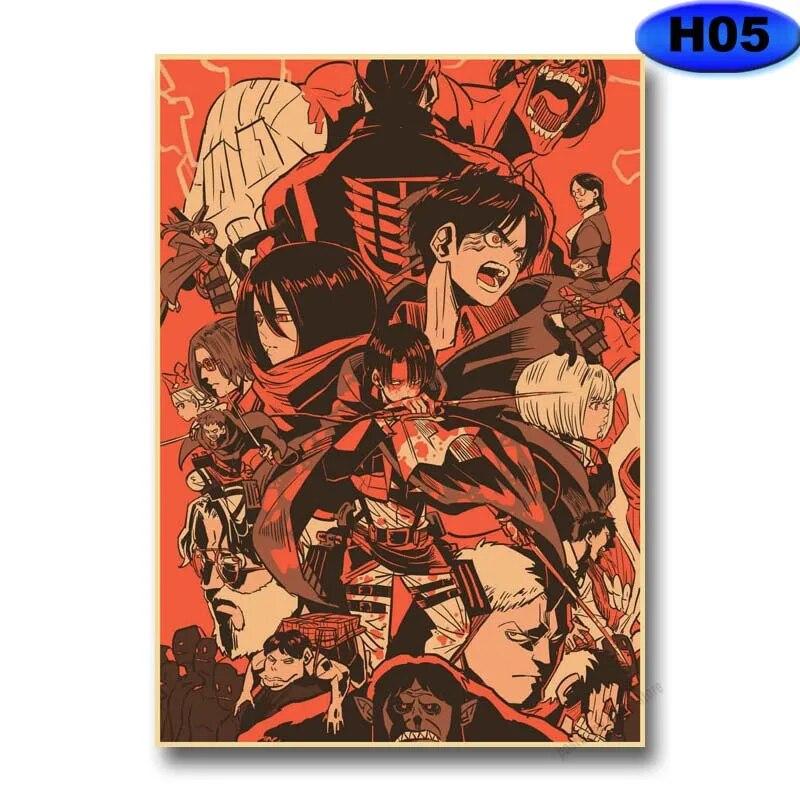 Attack on Titan Staffel 4 Poster Retro Kraftpapier Poster Wandaufkleber Home Anime Dekor Arbeitszimmer Bar Café Wandkunst Gemälde