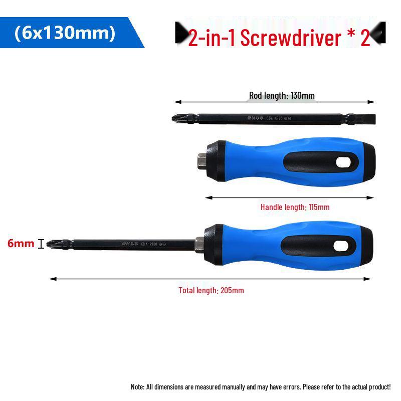 2-in-1 Multi-Functional Manual Screwdriver: Phillips & Flat-head