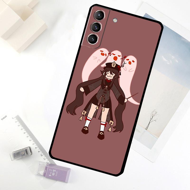 Genshin Impact Hu Tao Ghost Phone Case For Samsung Galaxy S24 FE S23 Ultra S21 S22 S25 S26 Ultra S10 Plus S20 FE Cover