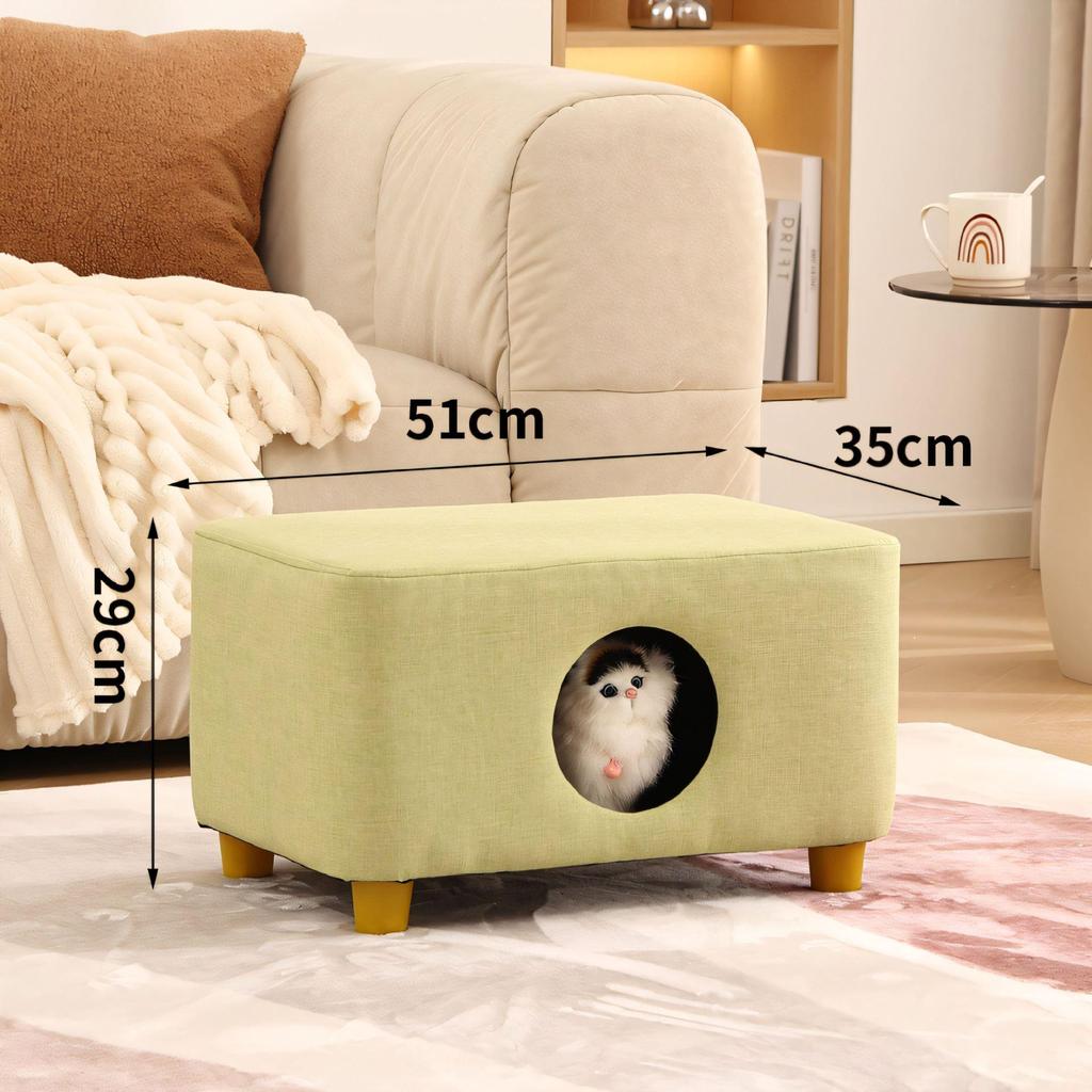 Solid Wood All-Season Cat Bed Stool: Warm Winter Semi-Enclosed Pet Bed for Kittens and Puppies