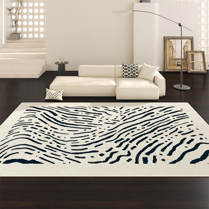 Living Room Carpet Large Size French Style Home Decoration Rug Black White Minimalist Bedroom Mat Coffee Table Sofa Floor Mats